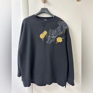 Sweaty Betty embroidered tunic sweatshirt black size XL